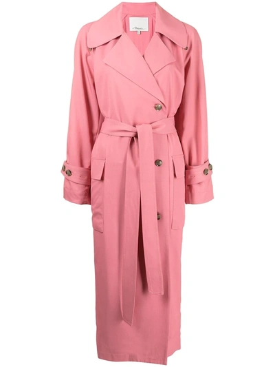 3.1 Phillip Lim / フィリップ リム Flou Belted Double-breasted Twill Trench Coat In Rosa Pink