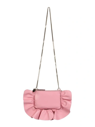 Red Valentino Rock Clutch With Ruffles In Rosa