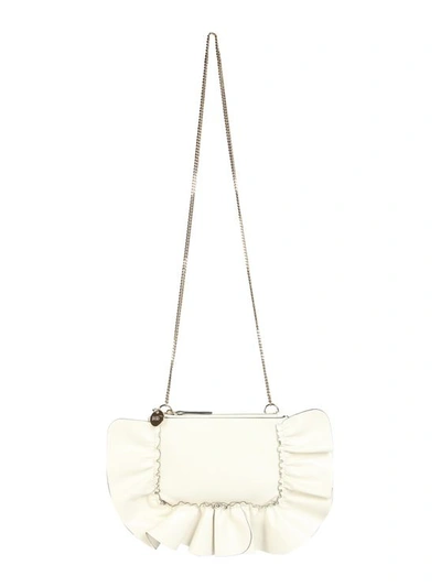 Red Valentino Rock Clutch With Ruffles In Bianco