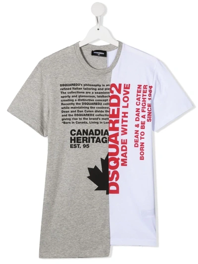 Dsquared2 Logo Printed T-shirt In White And Grey In White