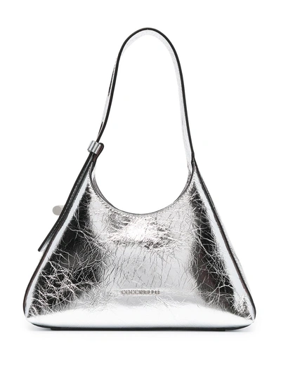 Coccinelle Fedra Crackled Tote Bag In Silver