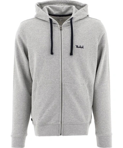 Woolrich Essential Full-zip Hoodie In Grey