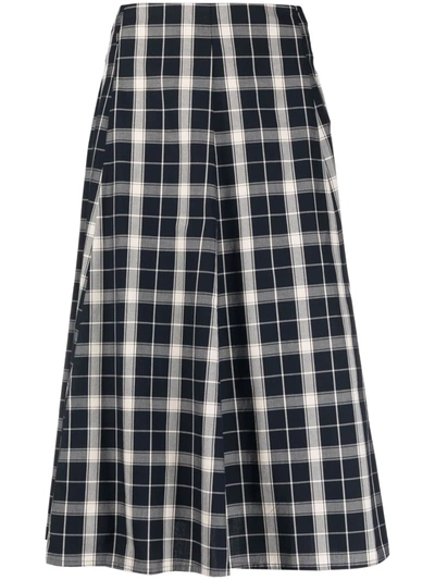 Woolrich Tartan A-line Cotton Skirt In Blau