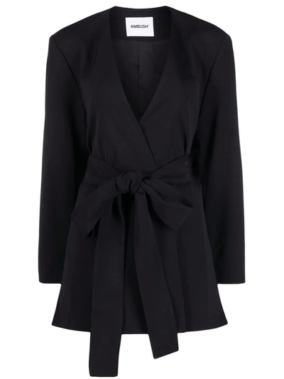 Ambush Tied-waist Single-breasted Blazer In Black