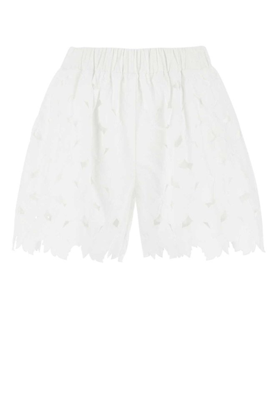 Red Valentino Butterfly Cut-out Taffeta Shorts In White