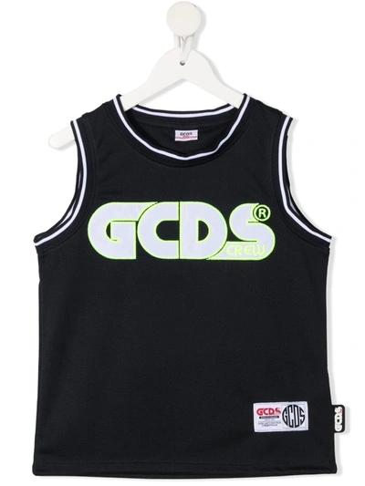 Gcds Teen Embroidered Logo Tank Top In Blue