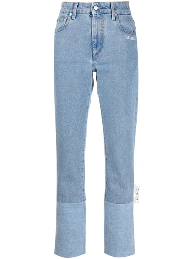 Off-white Blue Two-tone Straight-leg Jeans
