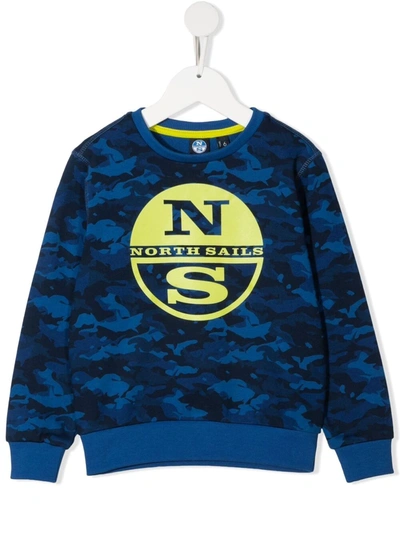 North Sails Kids' Camouflage-print Organic-cotton Sweatshirt In Blue