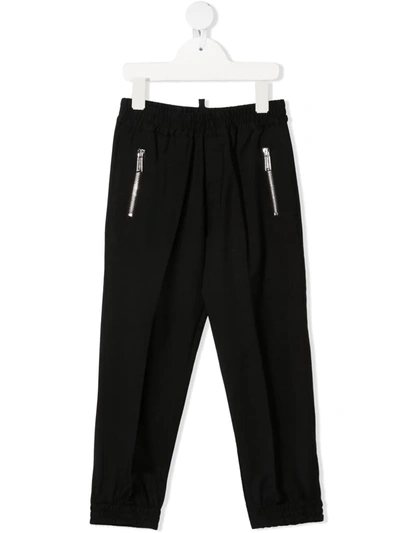 Dsquared2 Kids' Logo-print Straight-leg Trousers In Black