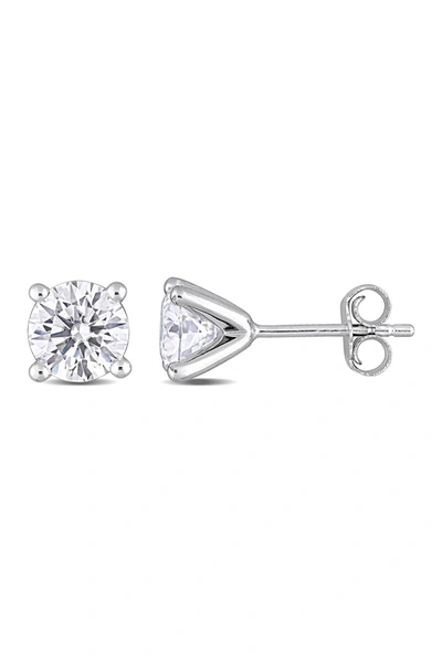 Delmar Sterling Silver Created 2ctw Moissanite Earrings In White