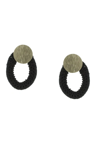 Olivia Welles Leda Rosette Drop Earrings In Black
