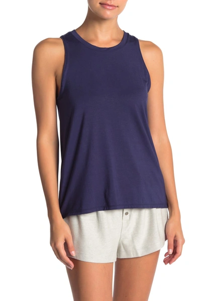 French Connection Solid Flare Tank In Peacoat Blue