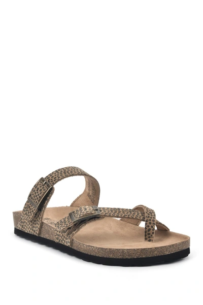 White Mountain Footwear Gracie Double Buckle Sandal In Tan/e-print/leather