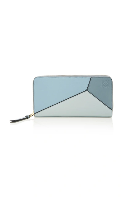 Loewe Puzzle Textured-leather Wallet In Blue