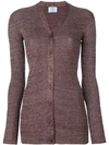 Prada Metallic Rib-knit Cardigan In Pink