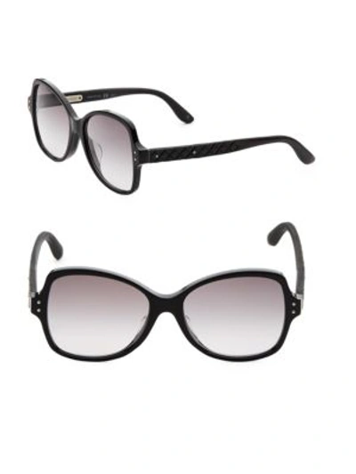 Bottega Veneta 56mm Gradient Sunglasses In Shiny Black
