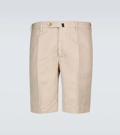 Incotex Chinolino Linen-cotton Shorts In Beige