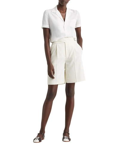 Ralph Lauren Carney Silk Crepe De Chine Pocket Shirt In Cream