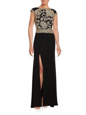 tadashi shoji floral gown