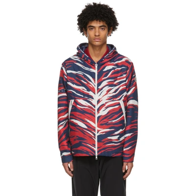 Moncler Men's Chardon Flame-print Hooded Jacket In Blue