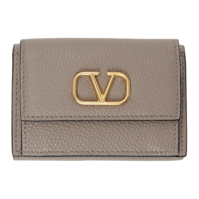 Valentino Garavani Taupe  Mini Trifold Wallet In 416 Clay