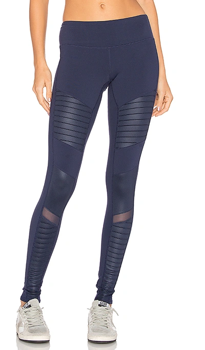 Alo Yoga Moto High-waist Sport Leggings, Navy