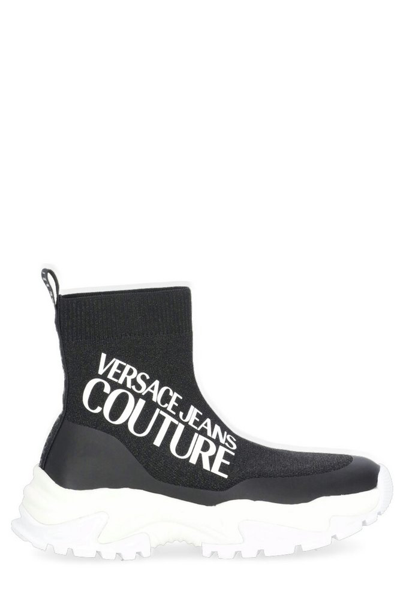 Versace Jeans Couture Black Fragmented Sole Logo Sneakers