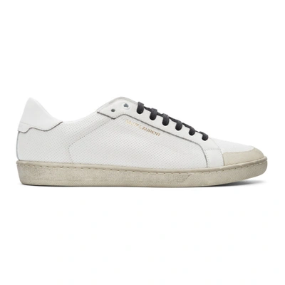 Saint Laurent Court Classic Sl/39 Perforated Low Top Sneakers, Optic White