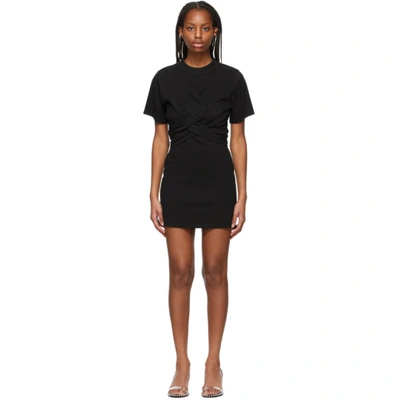 Alexander Wang T Black Cross Draped T-shirt Dress