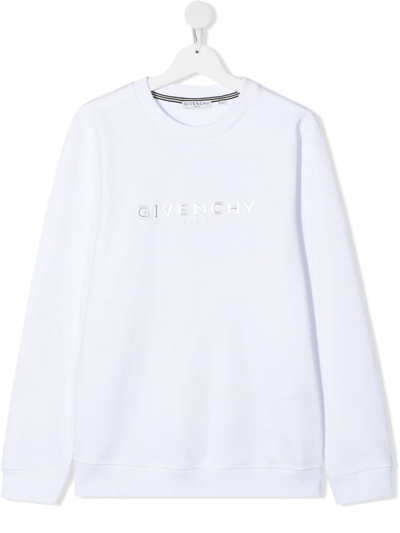 Givenchy Kids' Logo压纹卫衣 In White