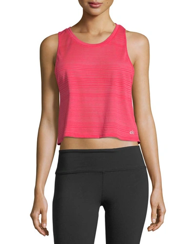 Alo Yoga Track Racerback Cropped Mesh-back Tank Top In Pink