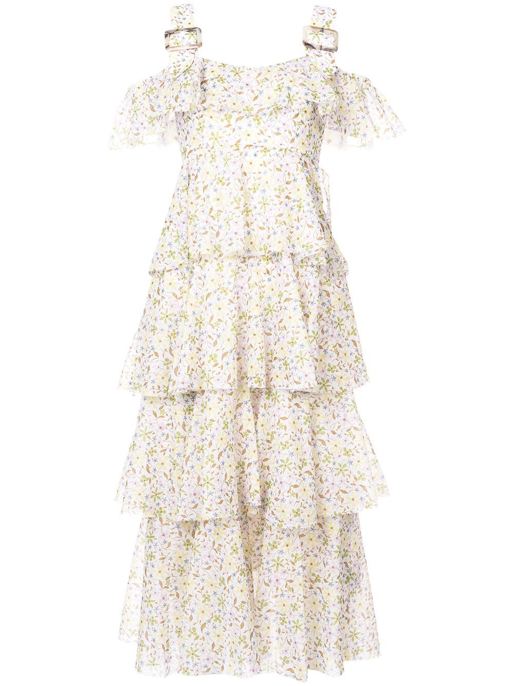 Alexa Chung Tiered Floral-print Cotton Dress | ModeSens