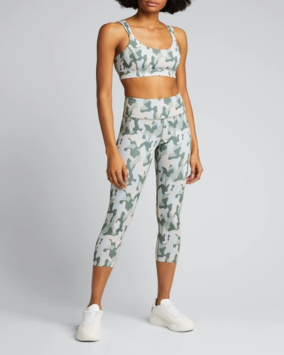 Aurum Freedom Camo Active Crop Leggings In Pastel-khaki Camo