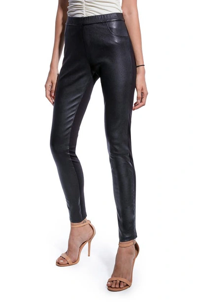 As By Df Gigi Stretch Leather & Knit Control Top Leggings In Black