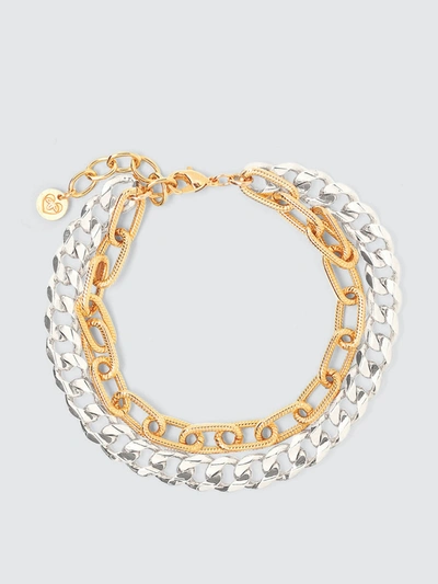 Tess + Tricia Quinn Double Bracelet In Silver In Gold