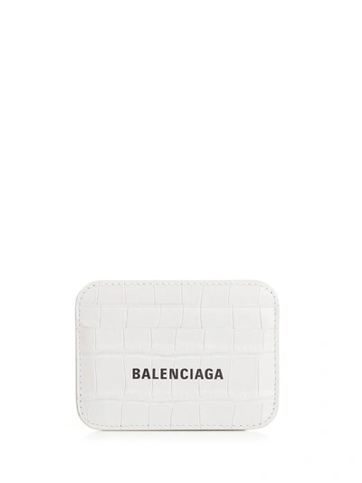 Balenciaga Cash Embossed Card Holder In White