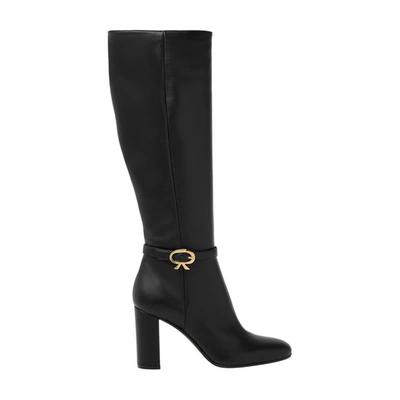 Gianvito Rossi Ribbon 85 Buckled Leather Knee Boots In Black