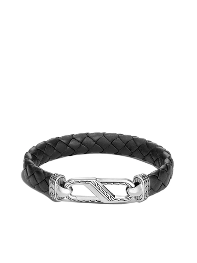 John Hardy Classic Chain Silver Woven Carabiner Bracelet In Black