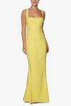 Laundry By Shelli Segal Square Neck Fishtail Gown In Yellow