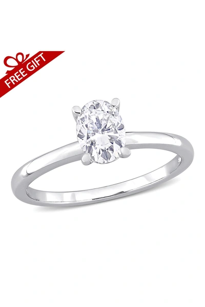 Delmar Sterling Silver Created 1ctw Oval Moissanite Solitaire Engagement Ring In White