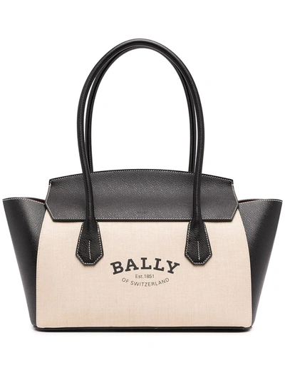 Bally Sandah Leather Logo Tote Bag In Neutrals