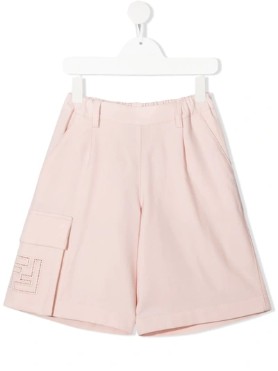 Fendi Teen Ff Motif Shorts In Pink