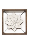 Stratton Home Dark Walnut/white Framed Metal Flower In Dark Walnut White