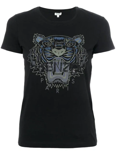 Kenzo Tiger Printed Cotton Jersey T-shirt In Black