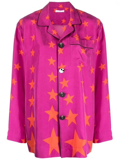Az Factory Emily In Paris Printed Silk Pyjama Shirt In Stars Print