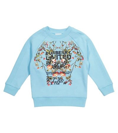 Burberry Kids' Montage 印花圆领卫衣 In Blue