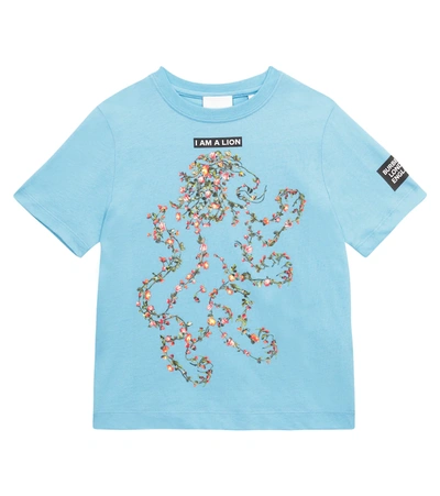 Burberry Kids' I'm A Lion 印花t恤 In Blue