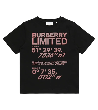 Burberry Kids' 印花棉质平纹针织t恤 In Black