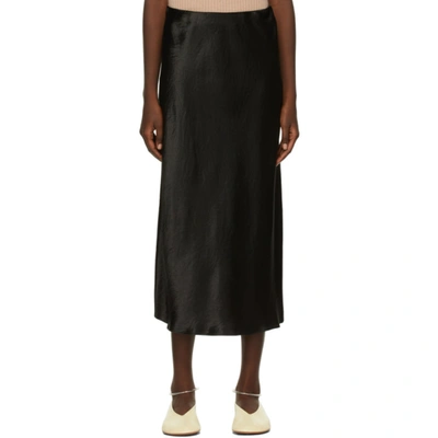 Max Mara Satin Flared Midi Skirt In Black