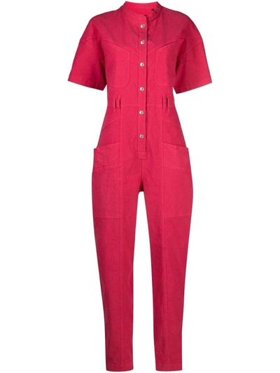 Isabel Marant Etundra亚麻和棉质连身裤 In Pink & Purple
